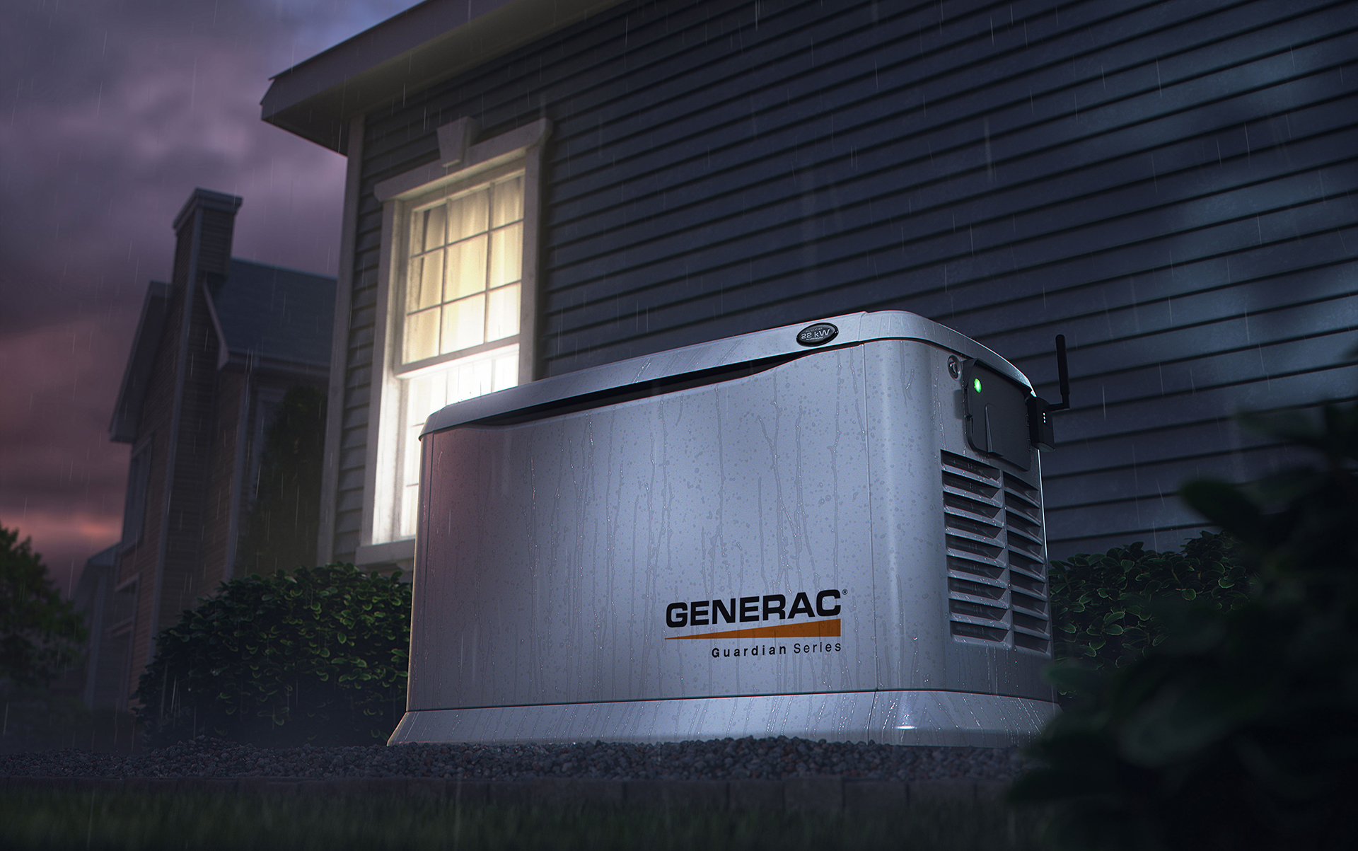 Half green half yellow light on generac generator